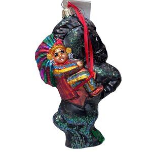 Christopher Radko Yippy Yi Yo Horse & Native American Blown Glass Ornament 1997